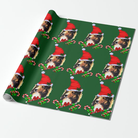 Sheltie Santa Christmas Geschenkpapier (Ungerollt)