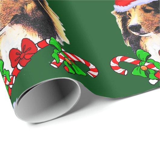Sheltie Santa Christmas Geschenkpapier (Rolleneckpunkt)