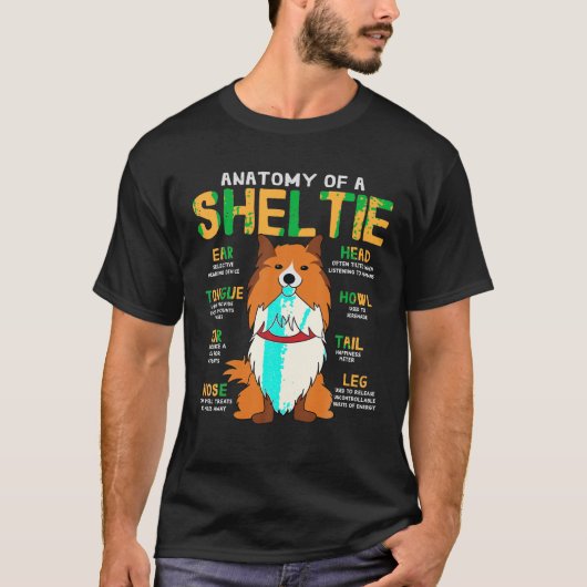 Sheltie Shetland Sheepdog Anatomie Funny Dog Mama  T-Shirt (Vorderseite)