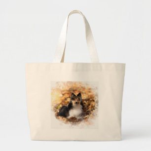 Sheltie Shetland Sheepdog Art Malerei Jumbo Stoffbeutel