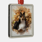 Sheltie Shetland Sheepdog Art Malerei Ornament Aus Metall (Rechts)