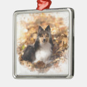 Sheltie Shetland Sheepdog Art Malerei Ornament Aus Metall (Links)