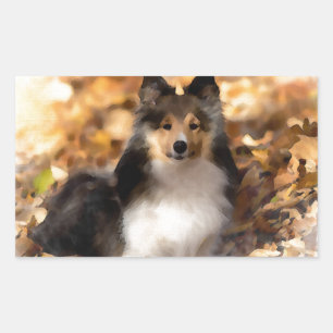 Sheltie Shetland Sheepdog Art Malerei Rechteckiger Aufkleber