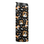 Sheltie Shetland Sheepdog Collie Pattern Pawprint Thermosbecher (Nach rechts gedreht)