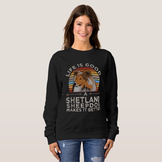 Sheltie Shetland Sheepdog Geschenk Idee Sweatshirt (Vorne ganz)