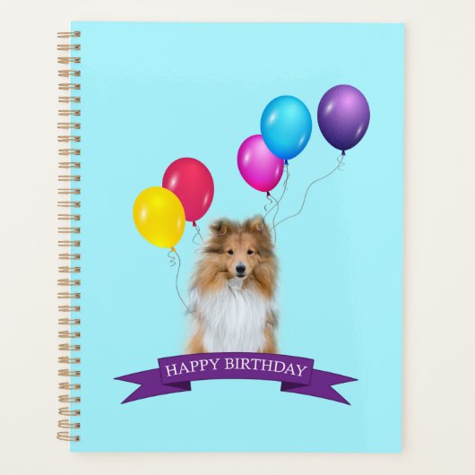 Sheltie Shetland Sheepdog Happy Birthday Geschenkt Planer (Vorderseite)