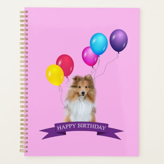 Sheltie Shetland Sheepdog Happy Birthday Geschenkt Planer (Vorderseite)
