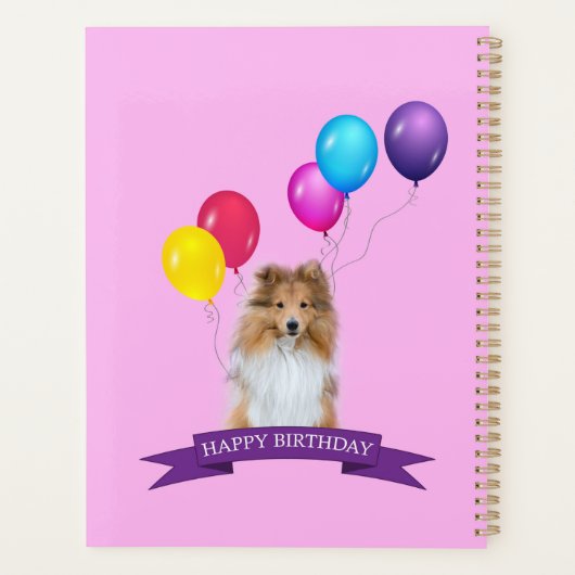 Sheltie Shetland Sheepdog Happy Birthday Geschenkt Planer (Rückseite)
