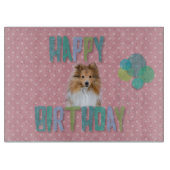 Sheltie Shetland sheepdog Happy Birthday Schneidebrett (Vorderseite)