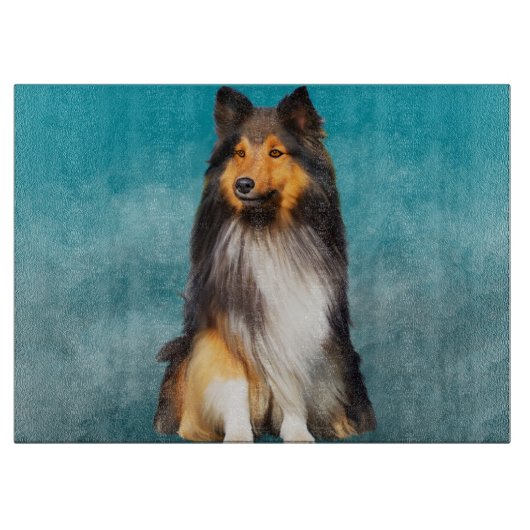 Sheltie Shetland Sheepdog Schneidebrett (Vorderseite)
