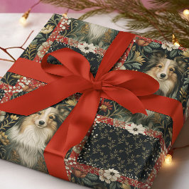 Sheltie Shetland Sheepdog Victorian Floral Geschenkpapier