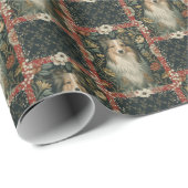 Sheltie Shetland Sheepdog viktorianische Flora Geschenkpapier (Rolleneckpunkt)