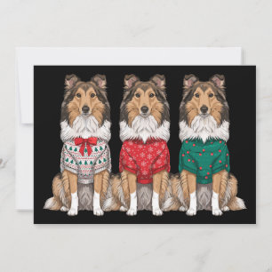 Sheltie Shetland Sheepdog Weihnachts-Hässliche Pul Einladung