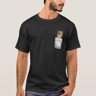 Sheltie Shetland Sheepdog Welpenhund in der Tasche T-Shirt