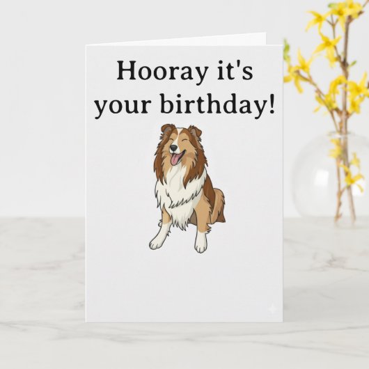 Sheltie smiling karte (Gelbe Blume)