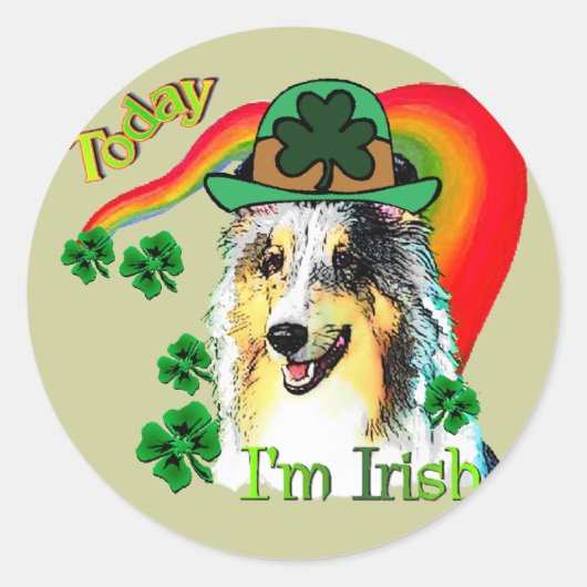Sheltie St. Patricks Day Runder Aufkleber (Vorderseite)