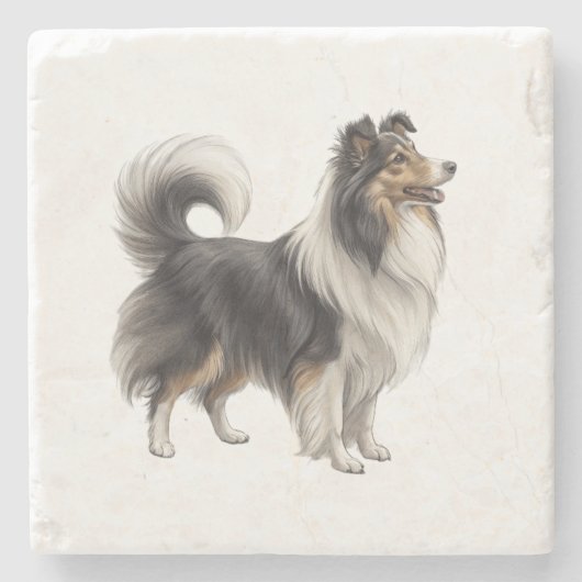 Sheltie Steinuntersetzer (Vorderseite)