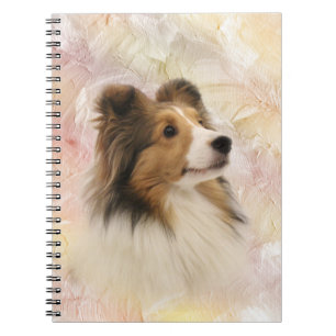 Sheltie stellen gegenüber notizblock