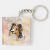 Sheltie stellen gegenüber schlüsselanhänger (Rückseite)