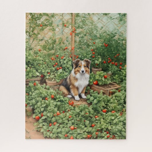 Sheltie Tomato Garden Guardian Puzzle (Vertikal)