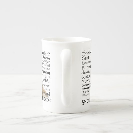 Sheltie Tracks Knochen-China Tasse (Rückseite)