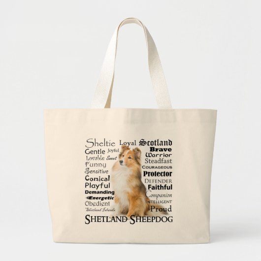 Sheltie Traits-Tasche Jumbo Stoffbeutel (Vorne)