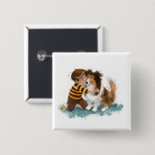 Sheltie und Boy Hug Button (Vorne & Hinten)