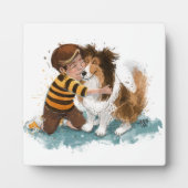 Sheltie und Boy Hug Fotoplatte (Vorderseite)