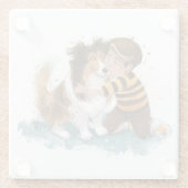 Sheltie und Boy Hug Glasuntersetzer (Rückseite)