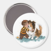 Sheltie und Boy Hug Magnet (Vorderseite/Rückseite)