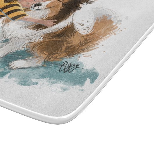 Sheltie und Boy Hug Schneidebrett (Ecke)