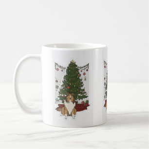 Sheltie und Weihnachtsbaum Kaffeetasse