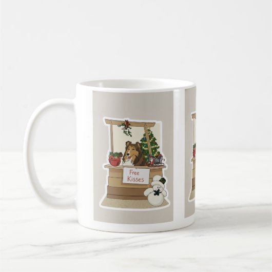 Sheltie unter dem Mistelzweig Kaffeetasse (Links)