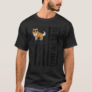 Sheltie Vater USA Flag Funny Shetland Sheepdog Eig T-Shirt