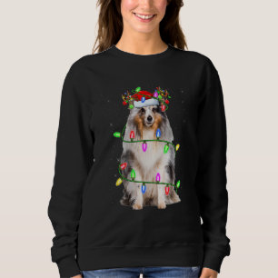 Sheltie Weihnachtsbaum Licht Pyjama Hund Xmas Sweatshirt
