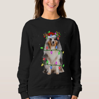 Sheltie Weihnachtsbaum Licht Pyjama Hund Xmas Sweatshirt
