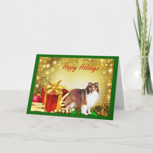 Sheltie Weihnachtskarten-Geschenke Feiertagskarte (Vorderseite)
