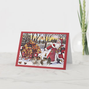 Sheltie Weihnachtskarten-Sankt-Bären im Feiertagskarte