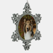 Sheltie Weihnachtsschmuck Schneeflocken Zinn-Ornament (Links)