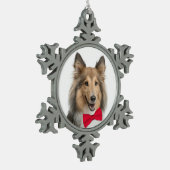 Sheltie Weihnachtsschmuck Schneeflocken Zinn-Ornament (Links)
