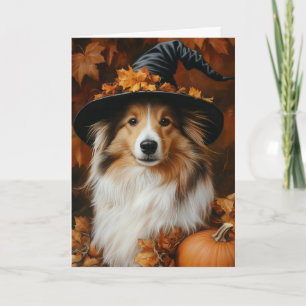 Sheltie Witch Halloween Feiertagskarte