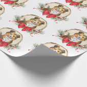 Sheltie Wood Slice Weihnachtswrapping Paper Geschenkpapier (Ecke)