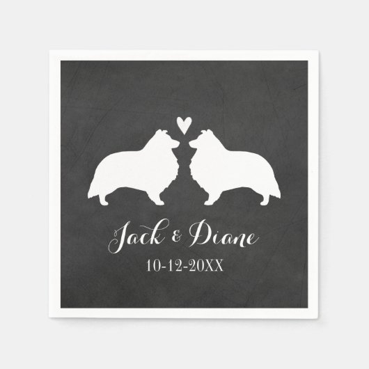 Shelties Hochzeitscouple mit benutzerdefiniertem T Serviette (Vorderseite)