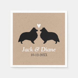 Shelties Hochzeitspaar mit individuellem Text Serviette