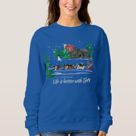 Shelties Pulling Sled, Schneeferien Weihnachten Sweatshirt
