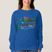 Shelties Pulling Sled, Snowing Holiday Weihnachten Sweatshirt (Vorderseite)