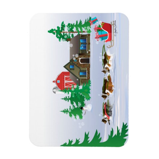Shelties Pulling Sleigh Christmas Flexible Magnet (Vertikal)
