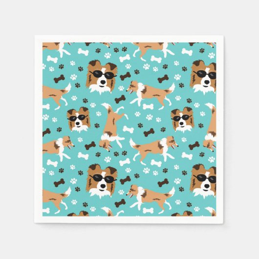 Shelties Shetland Sheepdog Collie Dog Pattern Napk Serviette (Vorderseite)
