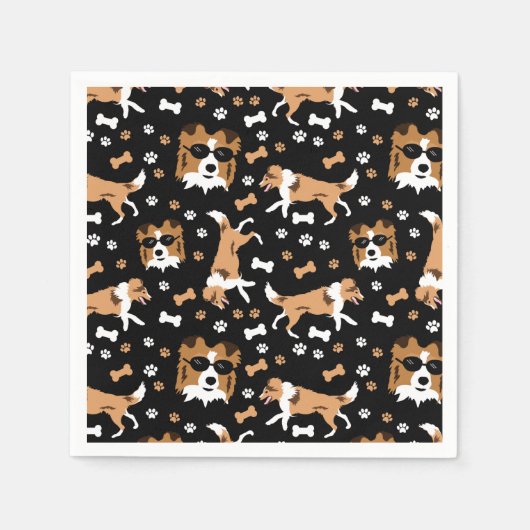 Shelties Shetland Sheepdog Collie Dog Pattern Napk Serviette (Vorderseite)
