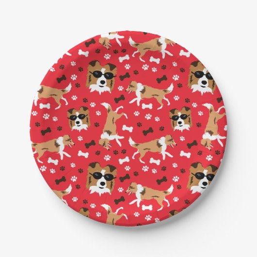 Shelties Shetland Sheepdog Mini Collie Pattern Pappteller (Vorderseite)